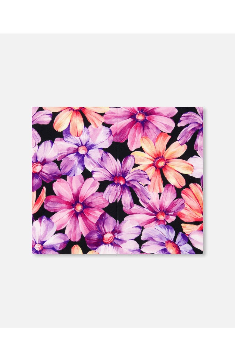 Deux par Deux Girl's Printed Neck Tube Black With Pink And Orange Flowers, Alternate, color, 