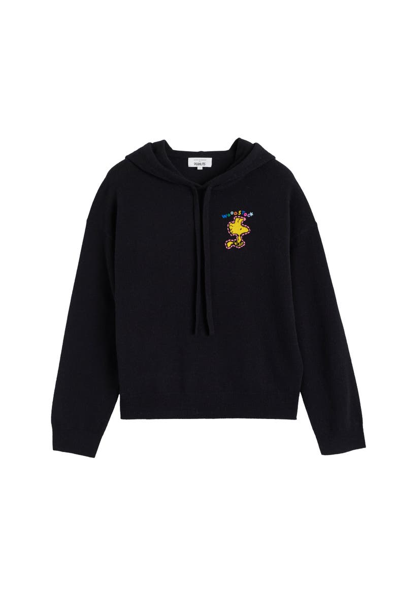 Wool-Cashmere Snoopy Hoodie, Alternate, color, Black