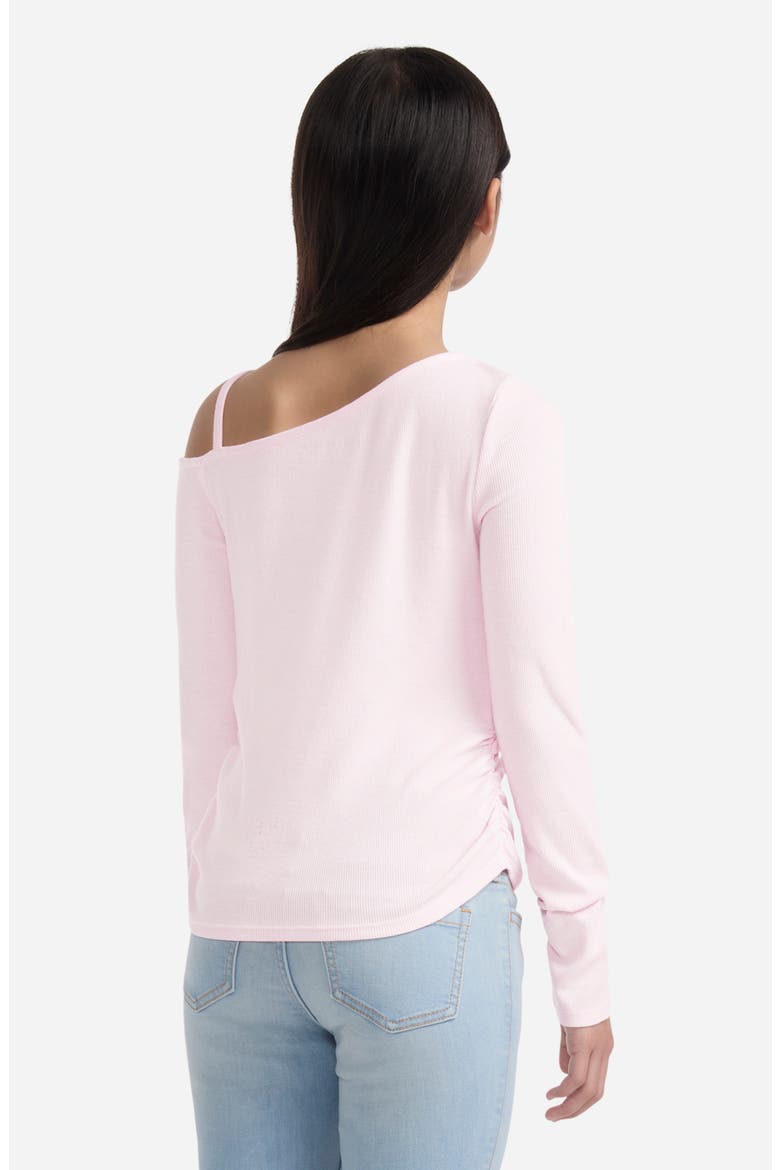 Kids' Ruched Asymmetric Cotton Blend Top, Alternate, color, CRADLE PINK