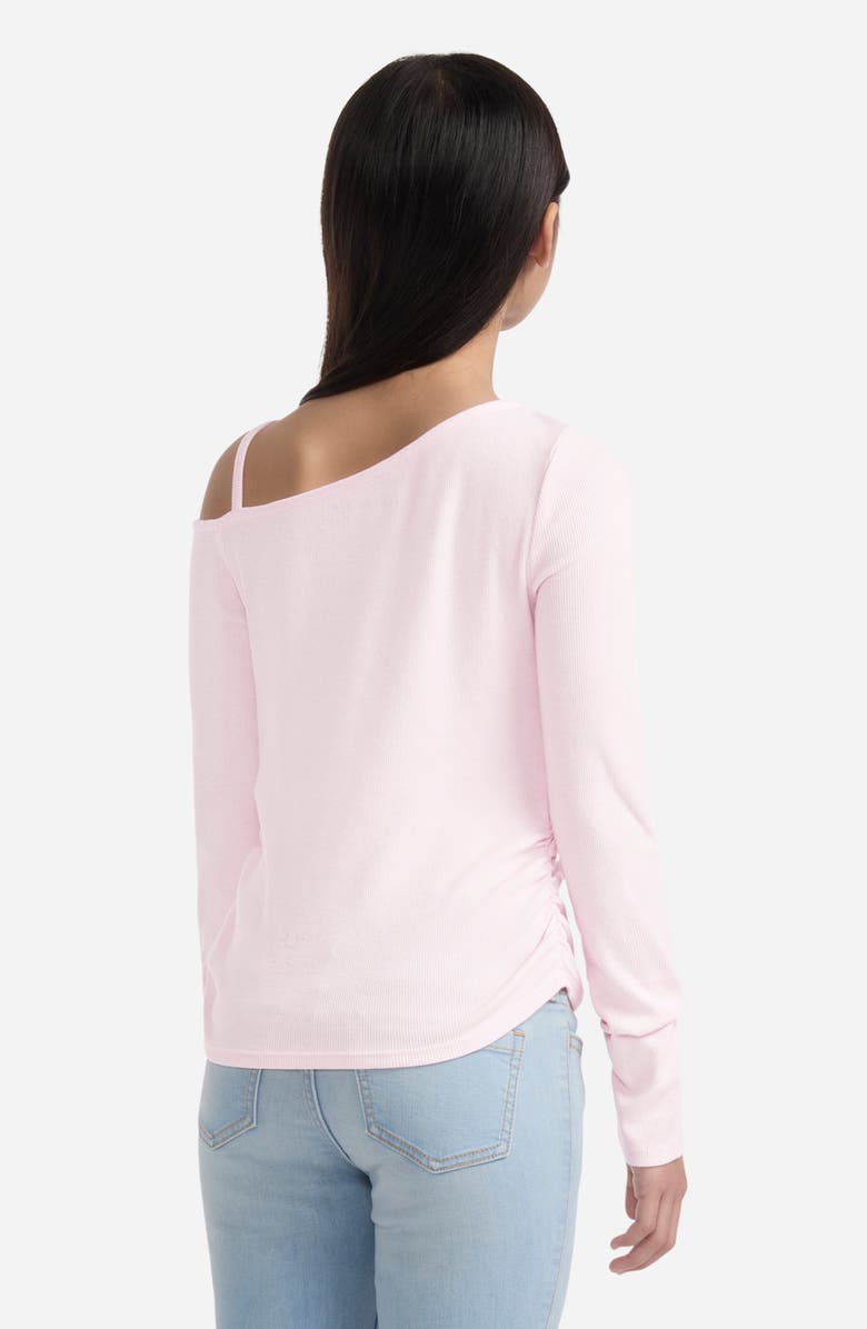 abercrombie kids Kids' Ruched Asymmetric Cotton Blend Top, Alternate, color, Cradle Pink