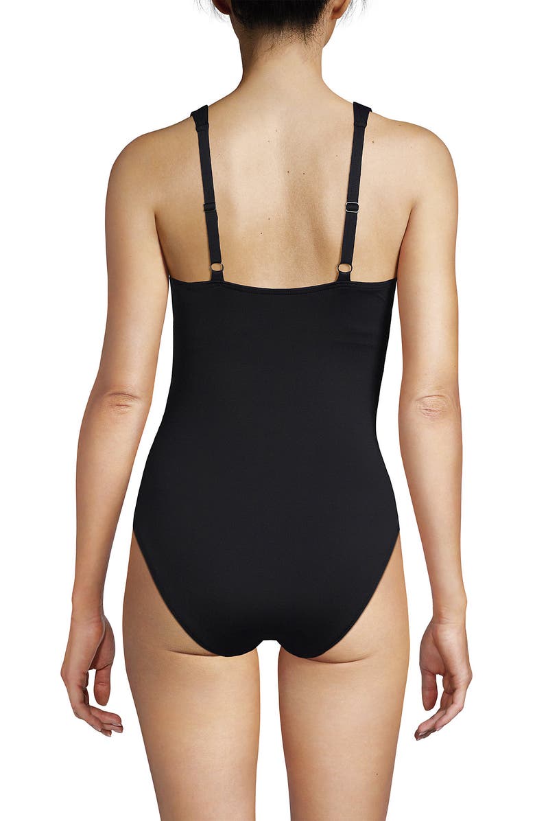 Lands' End Sweetheart Underwire Wrap One Piece Swimsuit, Alternate, color, Black