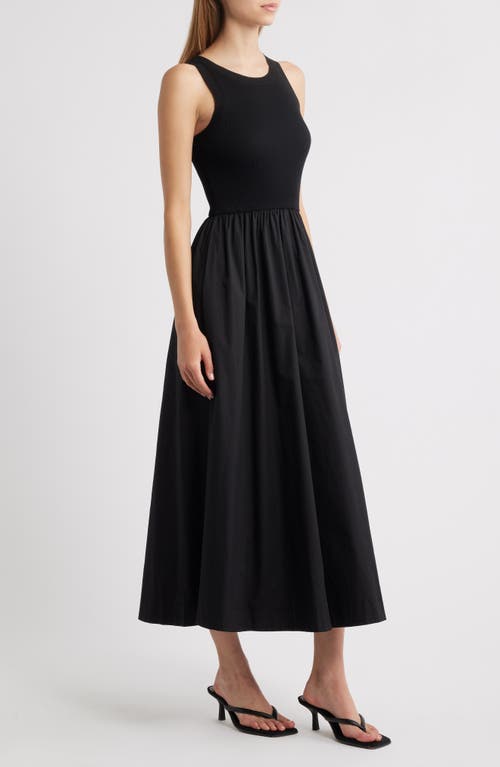 Moon River Mixed Media Sleeveless Dress In Black