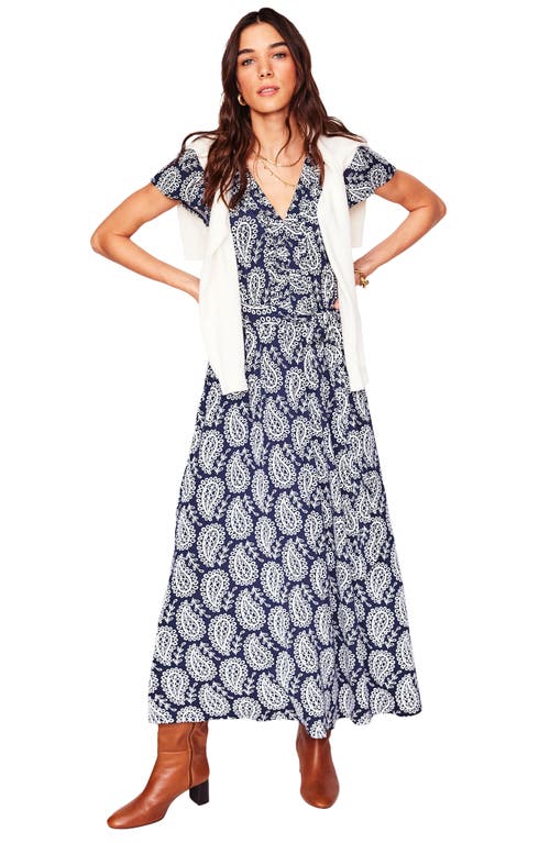 Shop Boden Nicola Paisley Print Jersey Dress In Navy