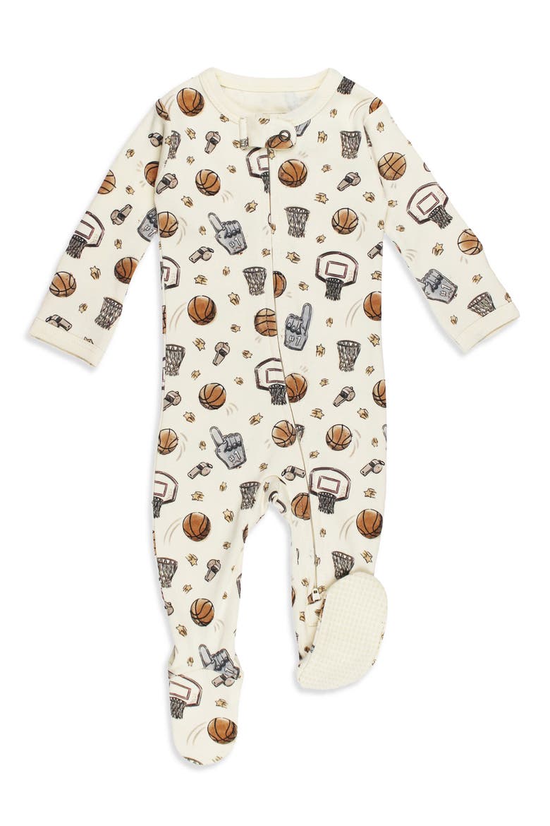 Organic Cotton Two-Way Zip Footie, Main, color, HOOPS