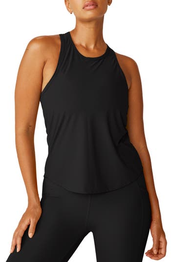 Beyond Yoga Featherweight Let It Grow Racerback Maternity Tank In Darkest Night In Black