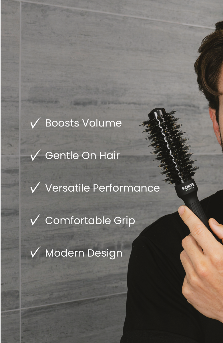 Forte Series Boar Bristle Round Brush, Alternate, color, Black