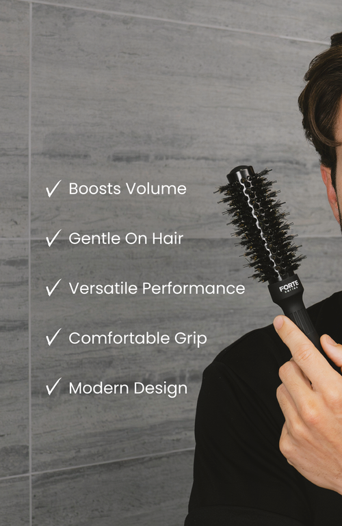 Forte Series Boar Bristle Round Brush In Black