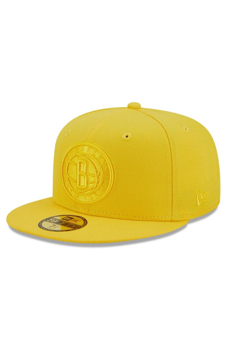 New Era Men's New Era Yellow Brooklyn Nets Color Pack 59FIFTY Fitted Hat, Alternate, color, 