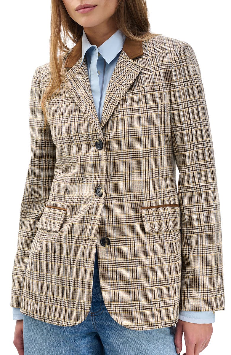 rag & bone Evia Plaid Wool Blend Blazer, Main, color, Tan Multi