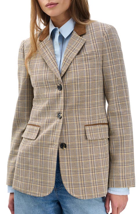 Evia Plaid Wool Blend Blazer