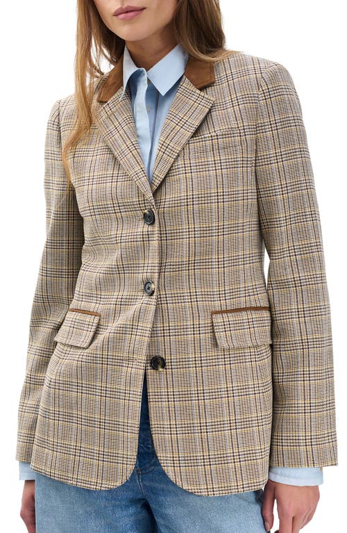 Rag & Bone Evia Plaid Wool Blend Blazer In Gold
