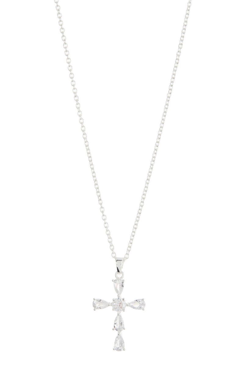 Danecraft CZ Cross Pendant Necklace & Earrings Set, Alternate, color, 