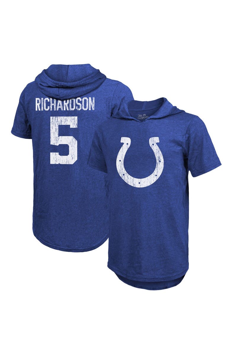 Majestic Threads Men's Majestic Threads Anthony Richardson Royal Indianapolis Colts Player Name & Number Tri-Blend Slim Fit Hoodie T-Shirt, Main, color, Royal