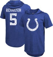 Majestic Threads Men's Majestic Threads Anthony Richardson Royal Indianapolis Colts Player Name & Number Tri-Blend Slim Fit Hoodie T-Shirt