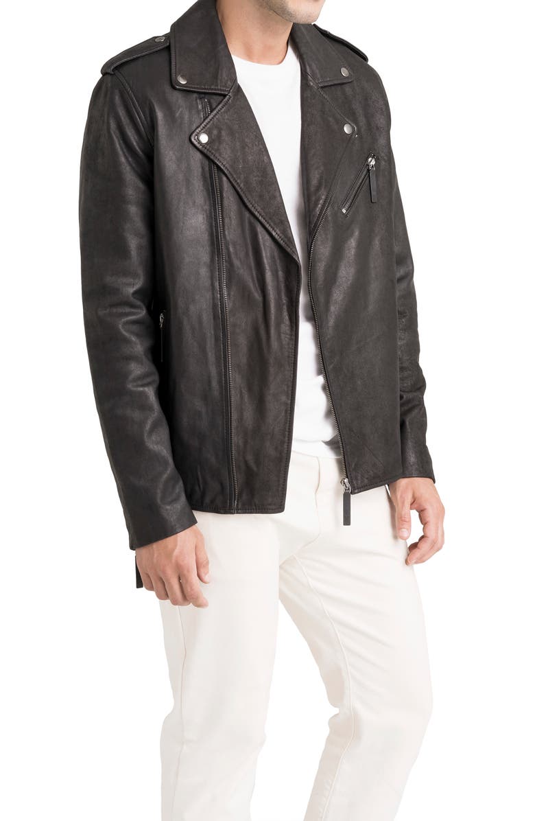Velez Capri Leather Semi-Fitted Biker Jacket, Alternate, color, Black