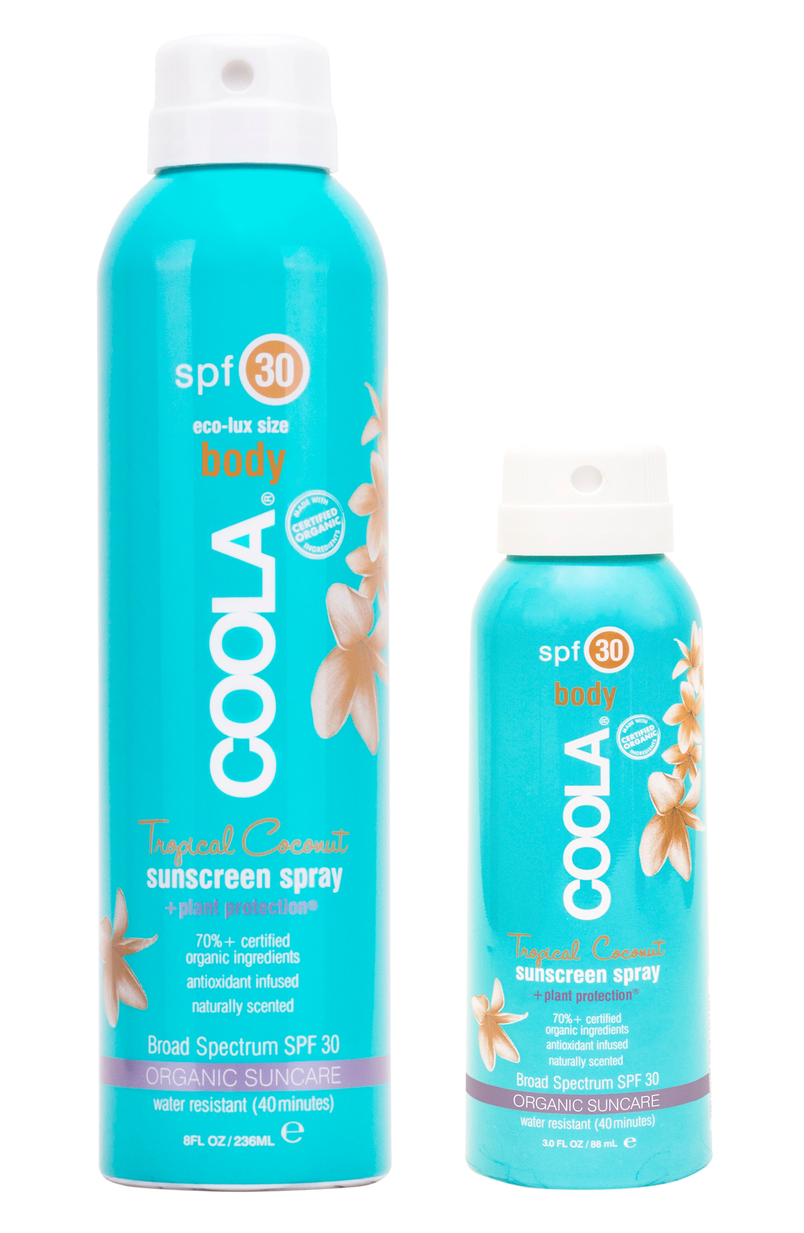 Suncare 2-Pack Tropical Coconut Body Sunscreen Spray SPF 30, Main, color, NO COLOR