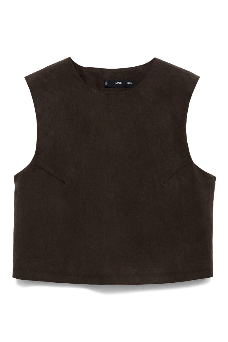 Sleeveless Back Button Crop Top, Alternate, color, BROWN