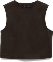 MANGO Sleeveless Back Button Crop Top