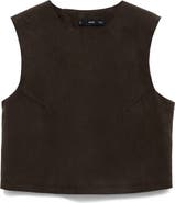 MANGO Sleeveless Back Button Crop Top