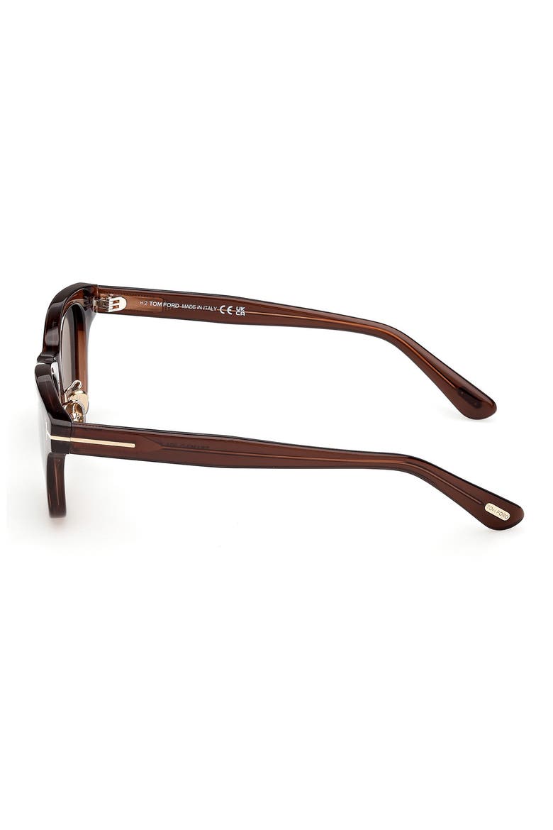 52mm Square Sunglasses, Alternate, color, SHINY BLACK / SMOKE