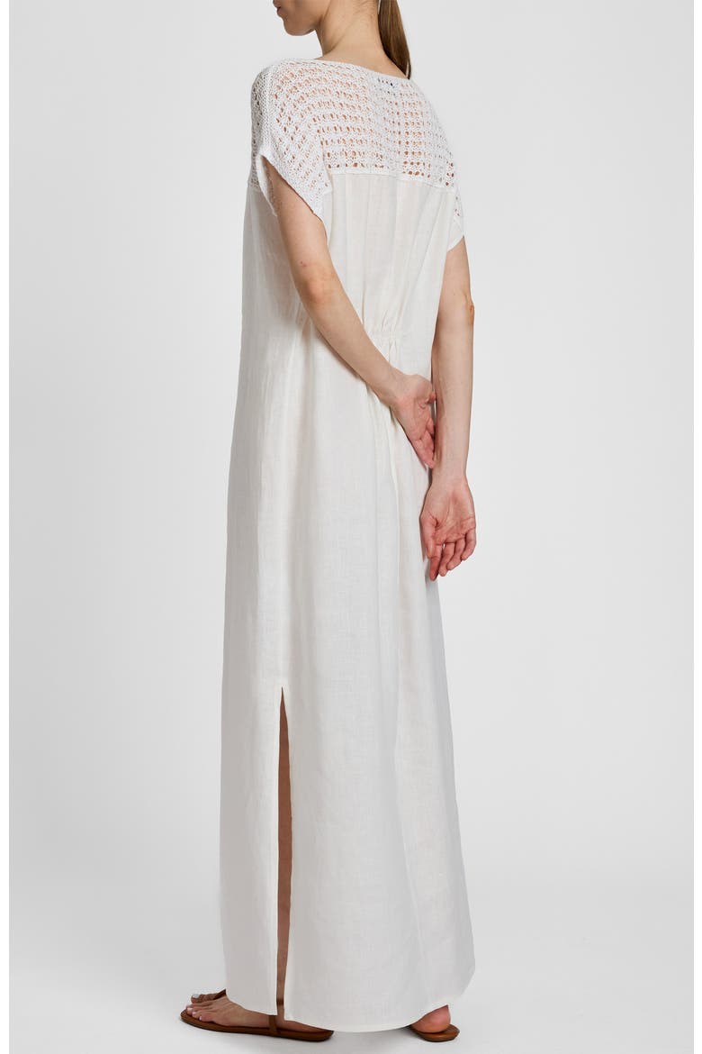 Harmony Crocheted Cap Sleeve Linen Maxi Dress, Alternate, color, Ivory