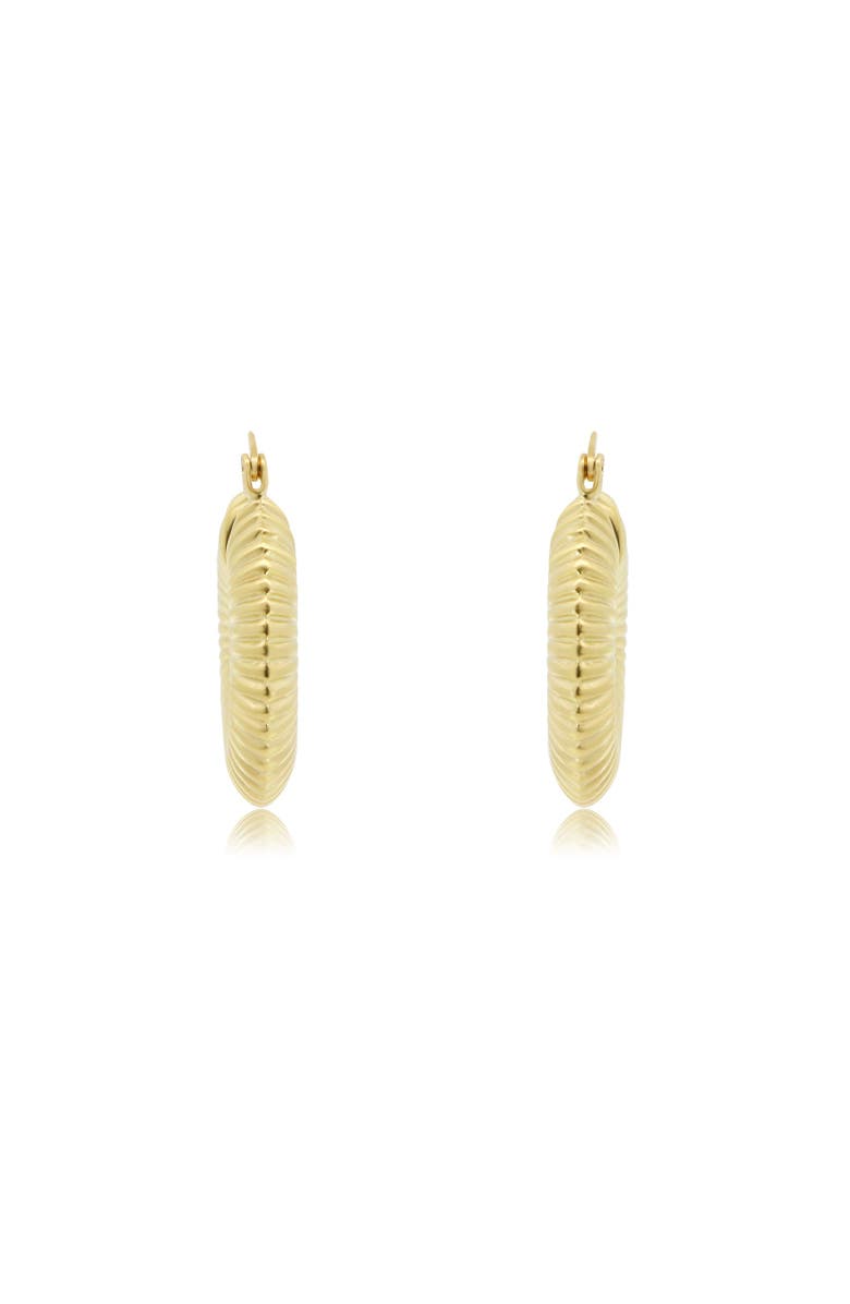 The Lovery Fine Jewelry Ribbed Gold Hoop Earrings, Alternate, color, Yellow Gold