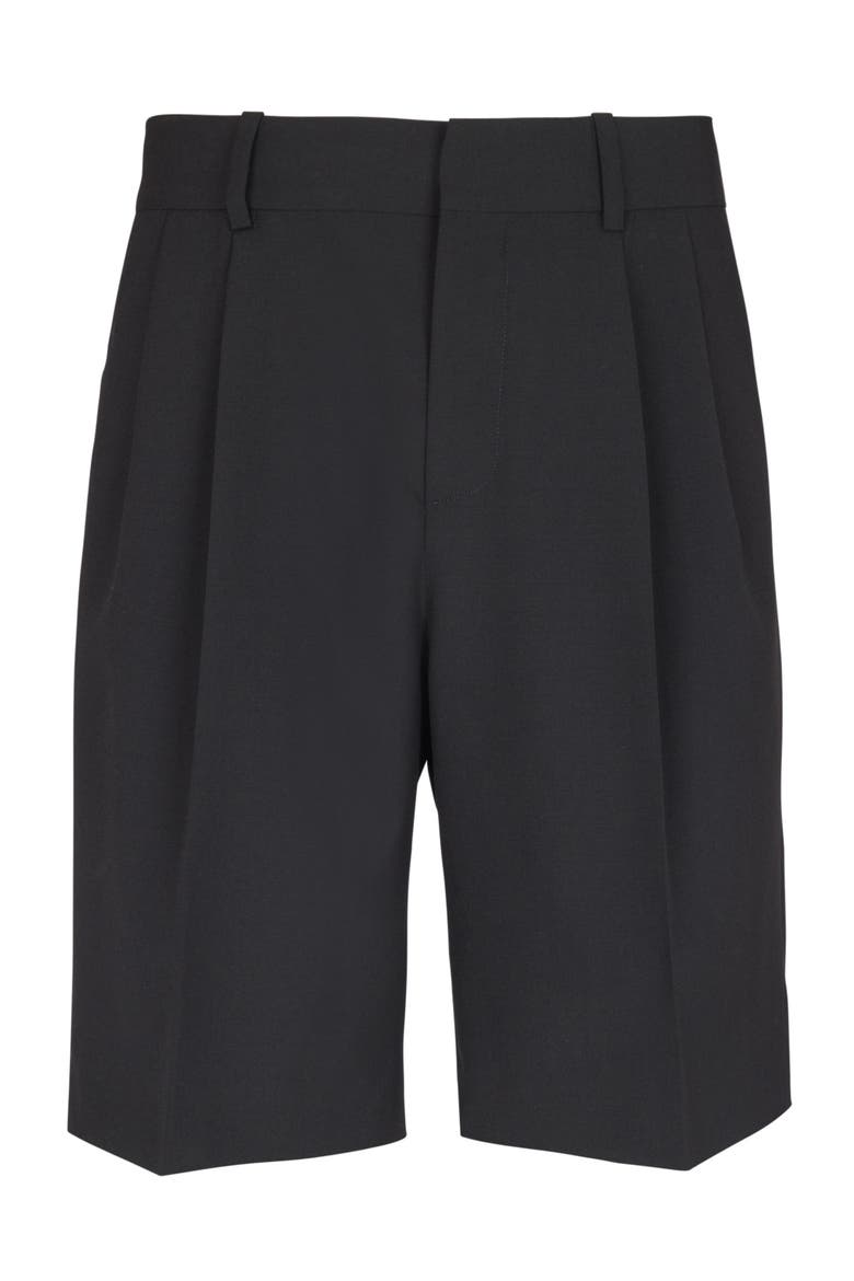 Wool darted Bermuda shorts, Main, color, black