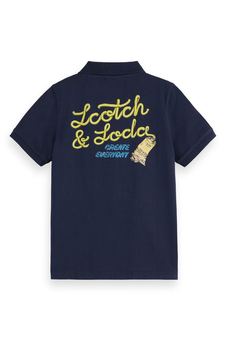 Scotch & Soda Kids' Art Cotton Graphic Polo, Alternate, color, Sky Captain