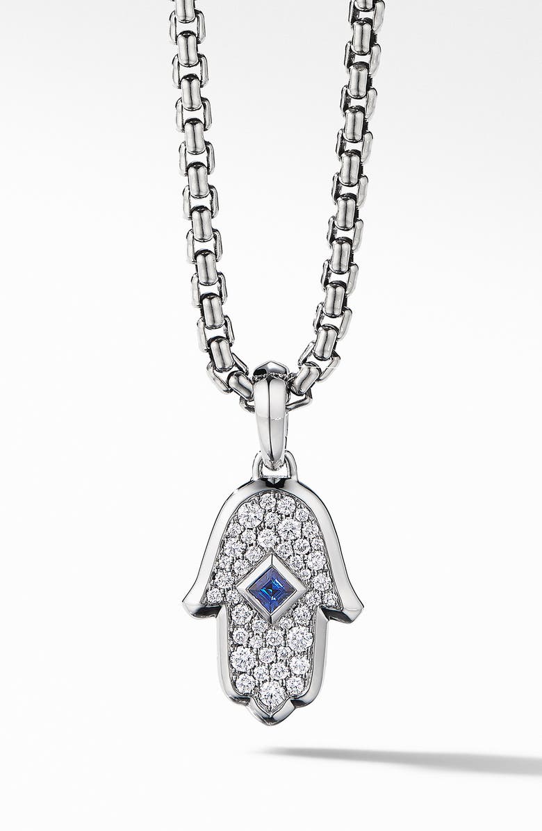 David Yurman Hamsa 18K Gold, Pavé Blue Sapphire & Diamond Amulet, Main, color, 