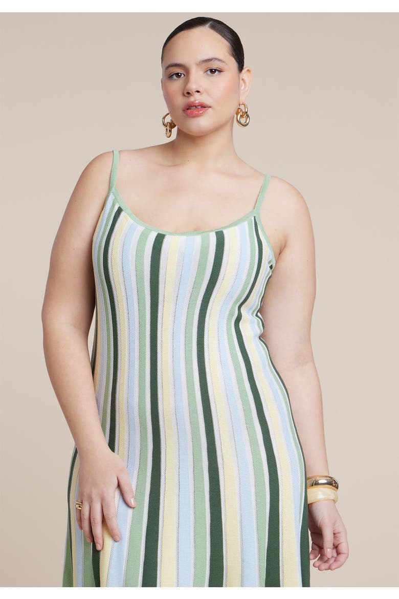 A Line Sweater Dress, Alternate, color, BASIL STRIPE
