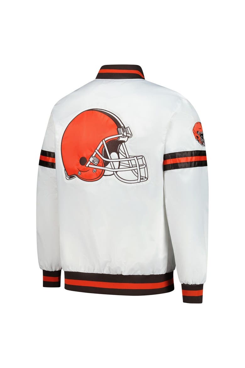 Men's Starter  White Cleveland Browns Scout Full-Snap Varsity Jacket, Alternate, color, White