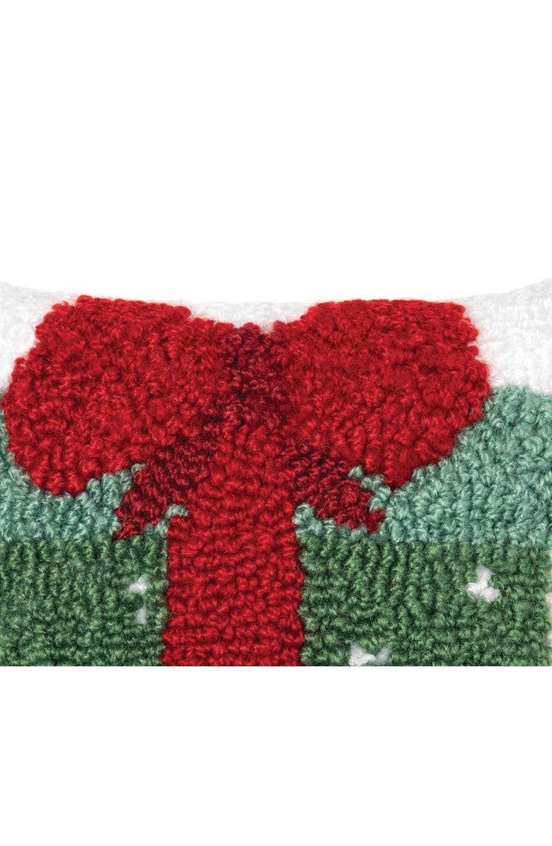 C&F Home Dotted Christmas Present Red Bow Hooked Mini Accent Pillow 8" x 8", Alternate, color, 
