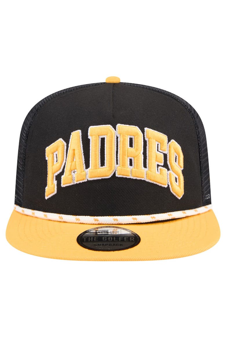 Men's New Era Black San Diego Padres Throwback Meshback Golfer Hat, Alternate, color, Black