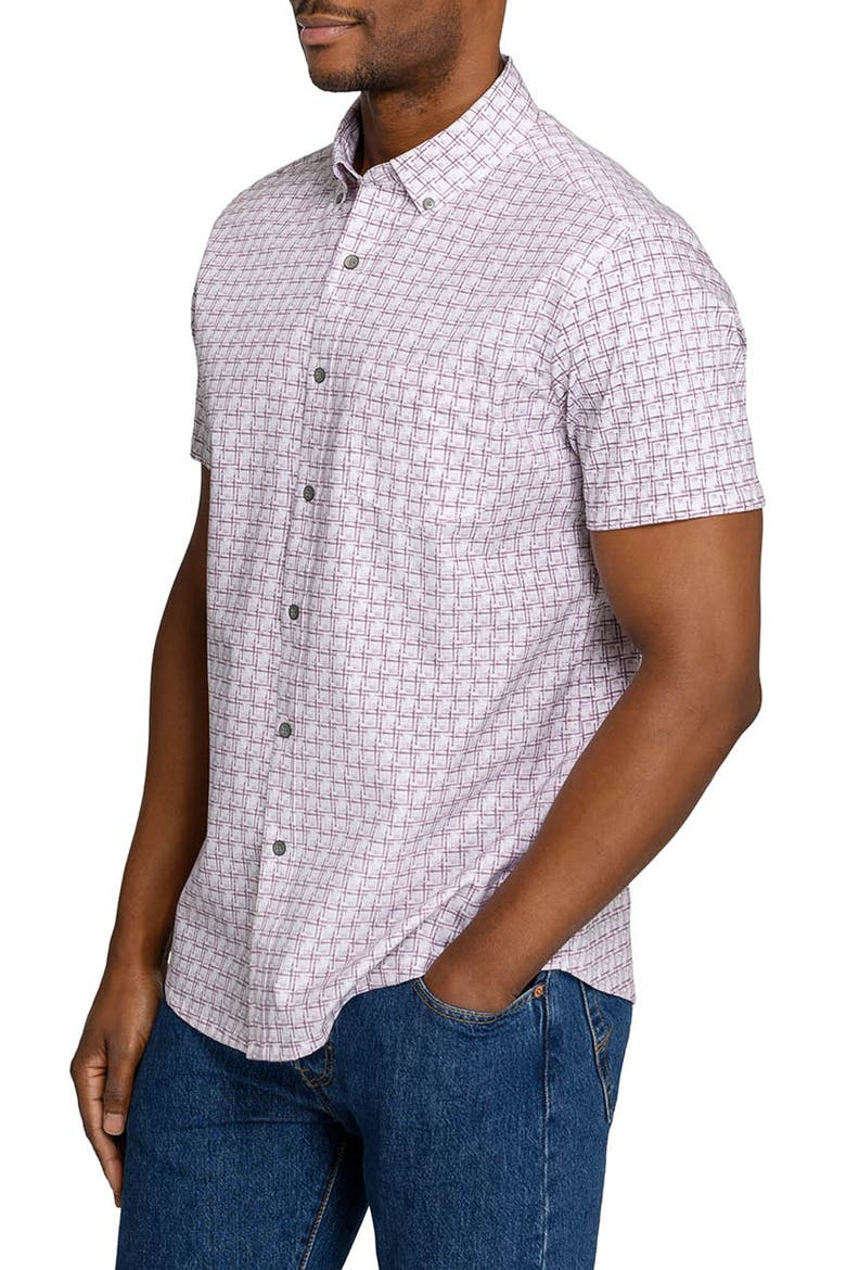 Faded Square Short Sleeve Button-Down Shirt, Alternate, color, MAROON