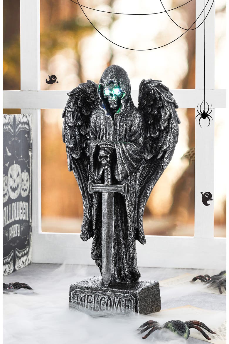 Halloween Lighted Resin Grim Reaper Skulls Candles Table Decor with Timer, Alternate, color, Black