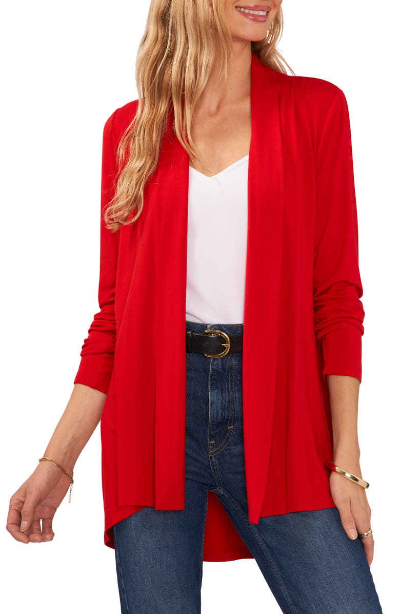 Vince Camuto Open Front Cardigan, Main, color, Ultra Red