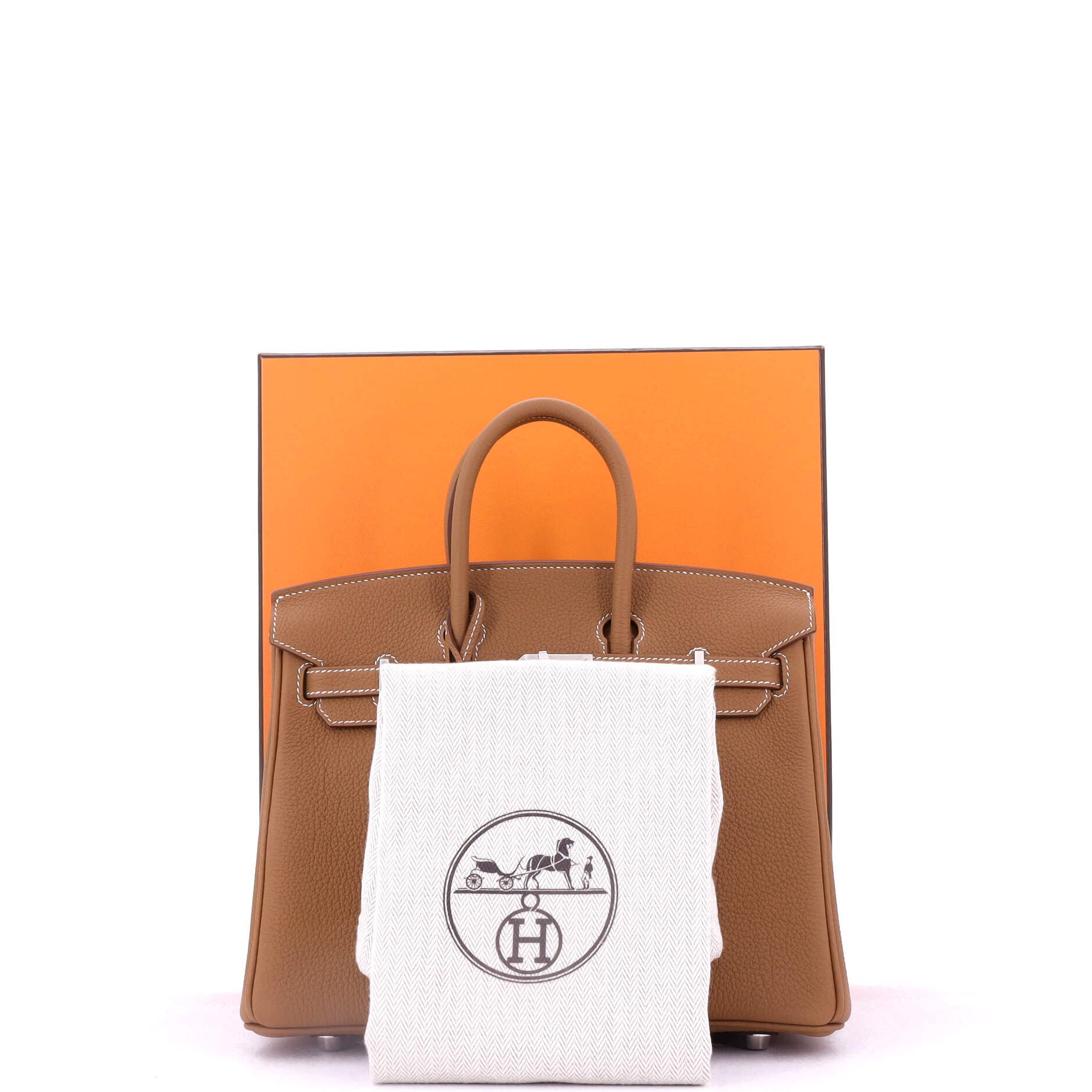 Pre-Owned Hermes Birkin Handbag Brown Togo with Palladium Hardware 25, Alternate, color, Gold