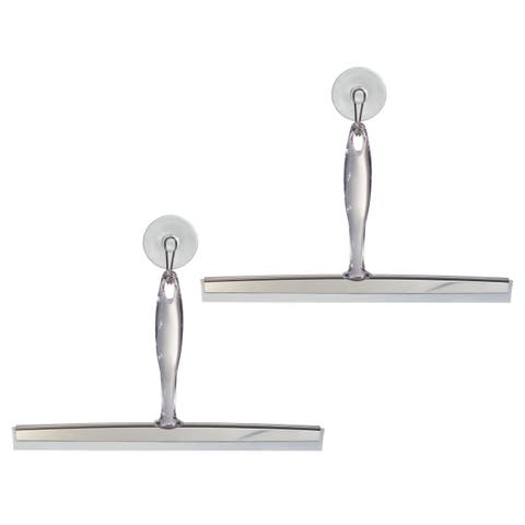 Shower Squeegee with Wall Hook, Set of 2, Clear/Stainless Steel