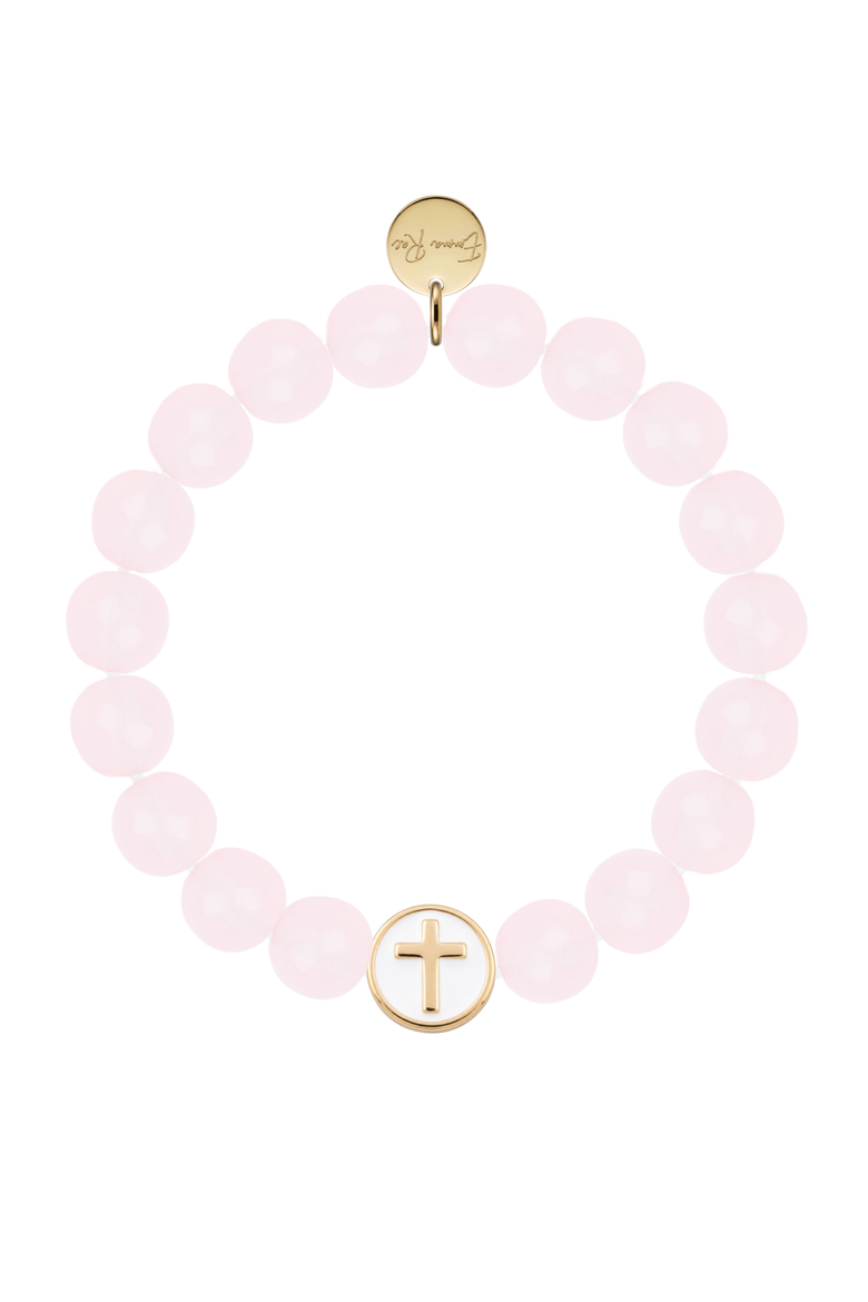 Semi-Precious Gemstone Corss Bracelet in Gift Pouch, Main, color, Pink