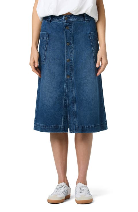Cargo Denim Midi Skirt