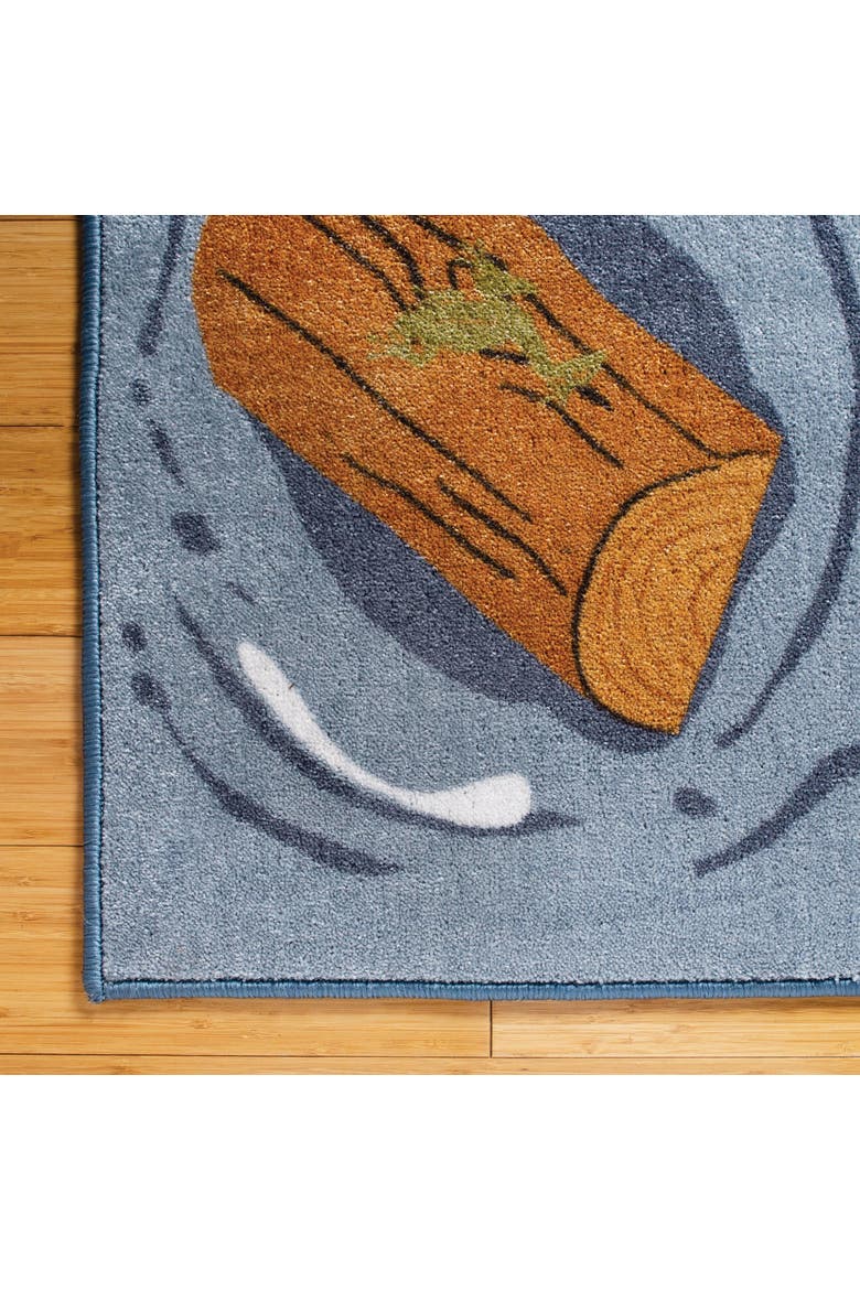 Seating Leaves, Rocks, and Logs Carpet - 6' x 9' Rectangle, Alternate, color, Blue