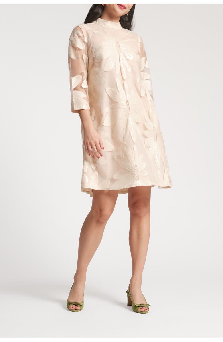 Frances Valentine Diplomat Mini Dress Floral Sequin, Main, color, Oyster