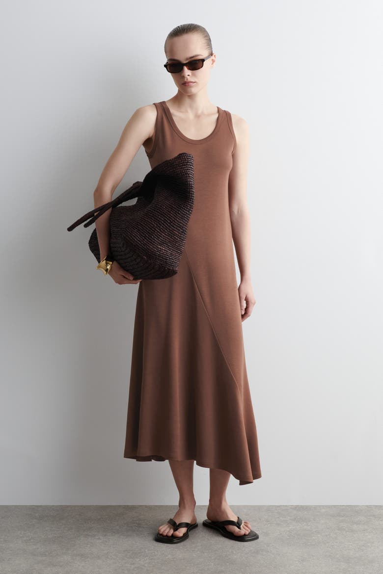 asymmetrical jersey dress Brown Maxi Dress - Vicky Asymmetric Jersey - Size 0 to 12