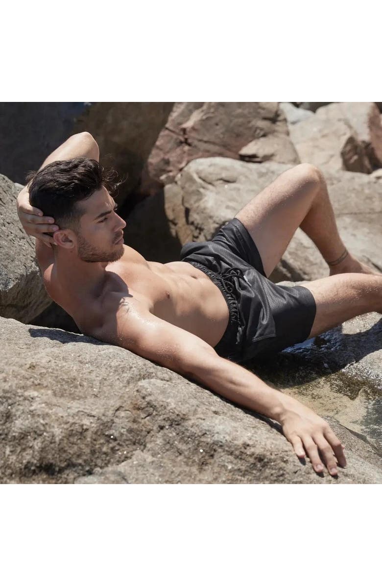 Le Club Resortwear Men's 6.25" Le Club 4-Way Stretch Swim Trunks - Eco-Friendly Comfort, Alternate, color, Black