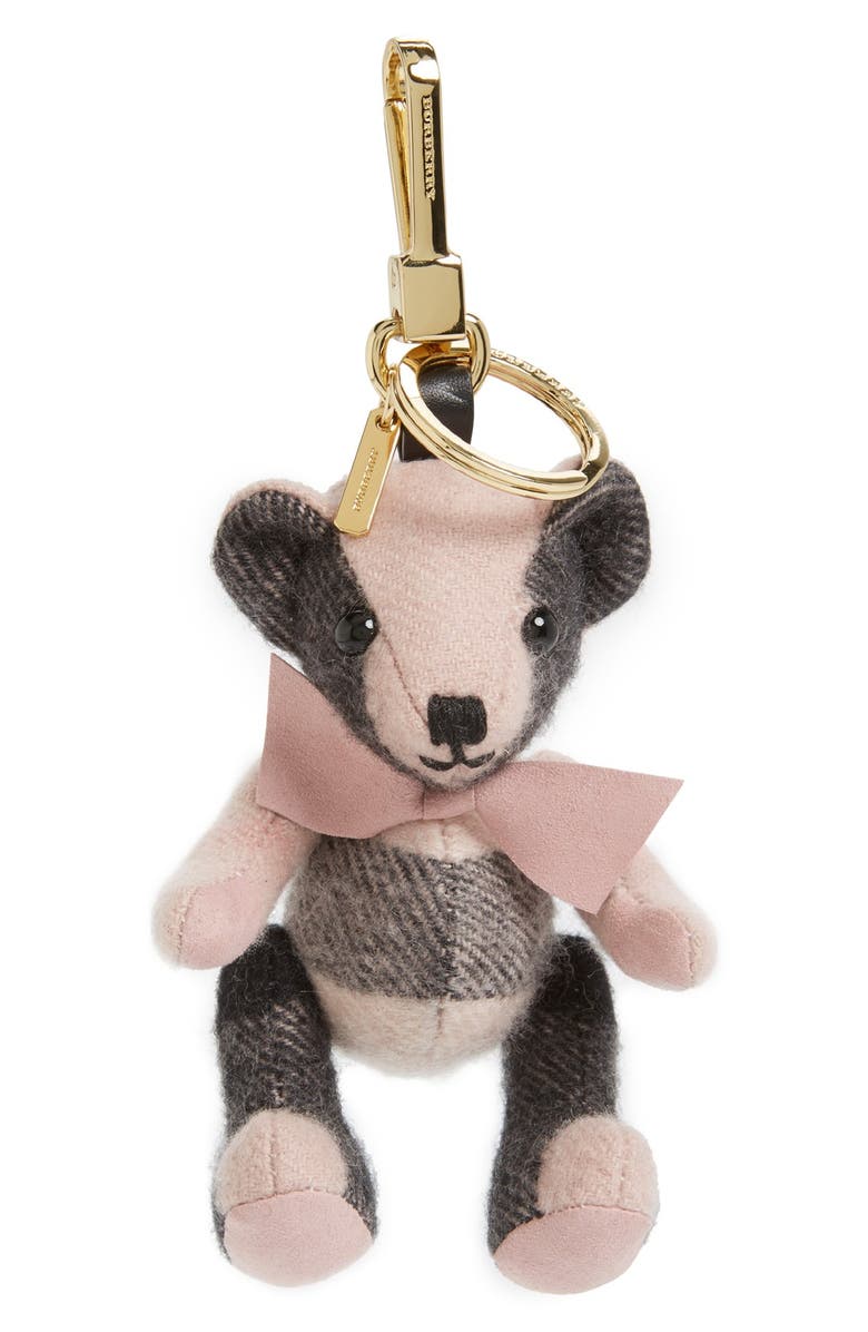 Burberry 'Thomas' Check Bear Cashmere Bag Charm, Main, color, 