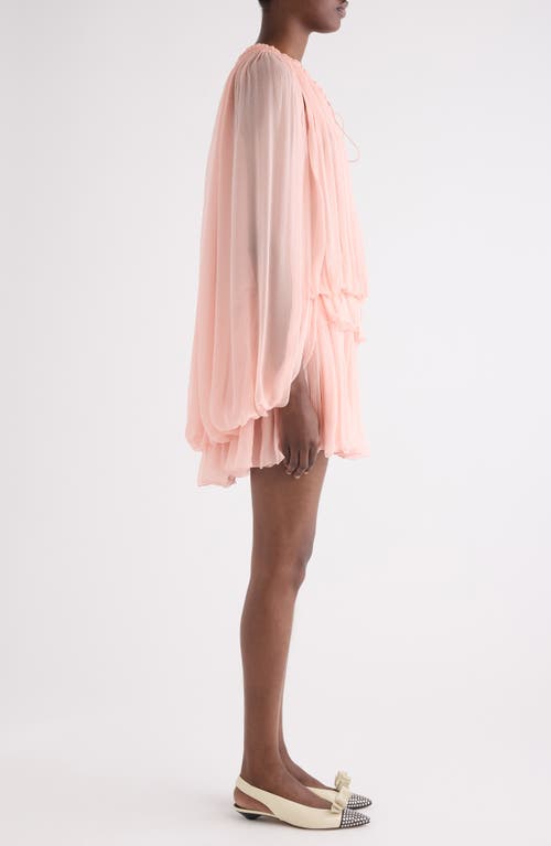 Chloé Women Pink Mini Dress With Drawstring On The Front And Cape Design In Silk Woman In Neutral
