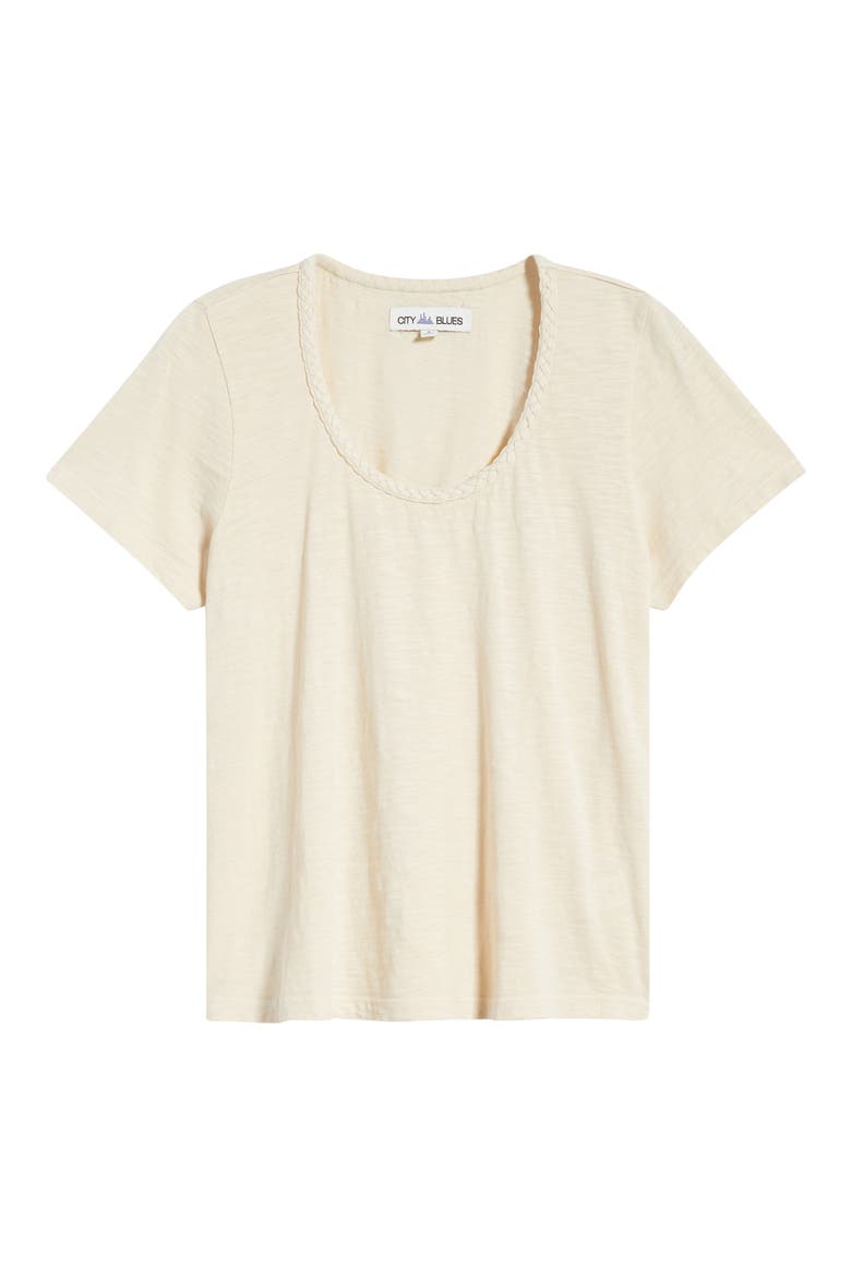 Braided Neck Relaxed Fit Cotton T-Shirt, Alternate, color, PARCHMENT