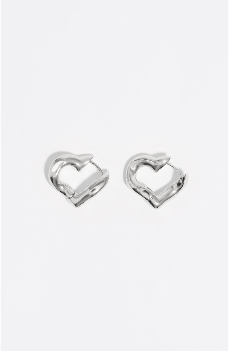 Bimba y Lola Wide Heart Hoop Earrings, Main, color, Silver
