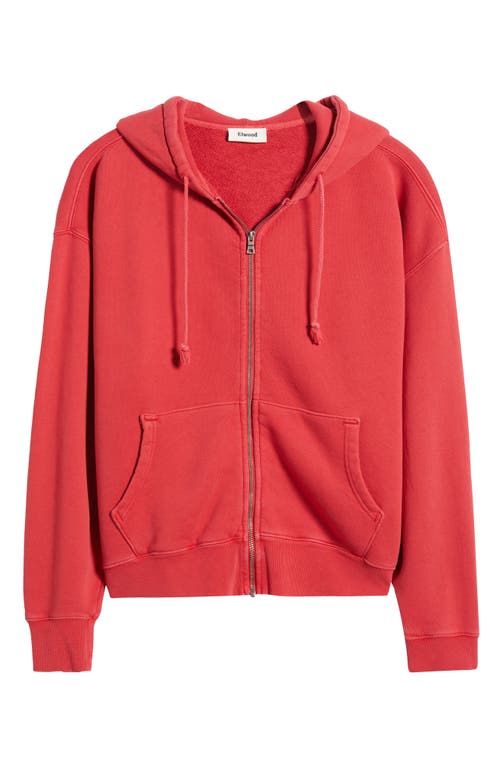Elwood Core Oversize Terry Full Zip Hoodie In Red