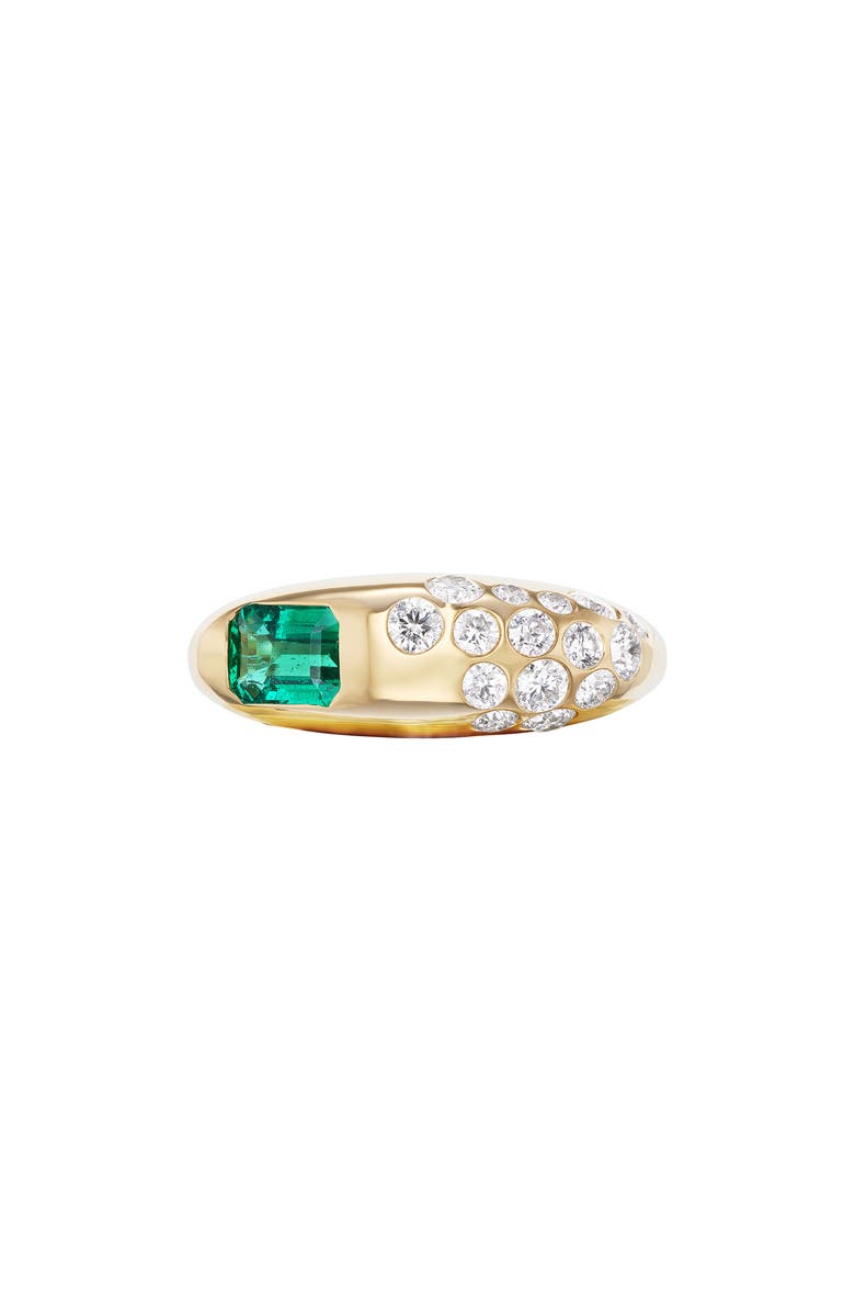 Uniform Object Dowry 18K Gold Emerald Cut Emerald & Diamond Ring, Main, color, Yellow Gold